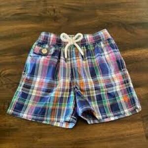 Ralph Lauren Toddler Multicolor Plaid Swim Trunks | 18M | Blue